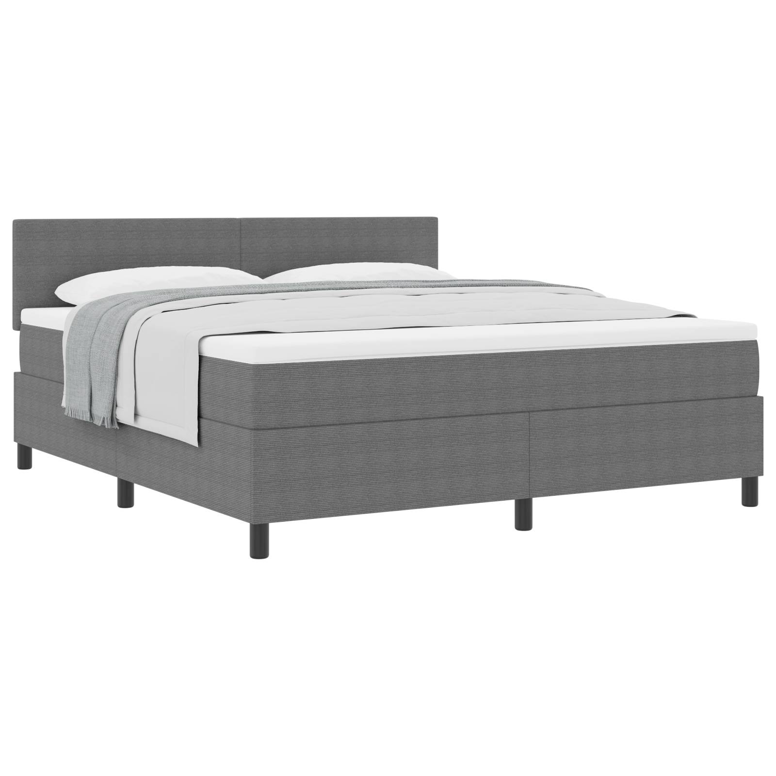 vidaXL Boxspringbett mit Matratze Hellgrau Super King Cord-Stoff