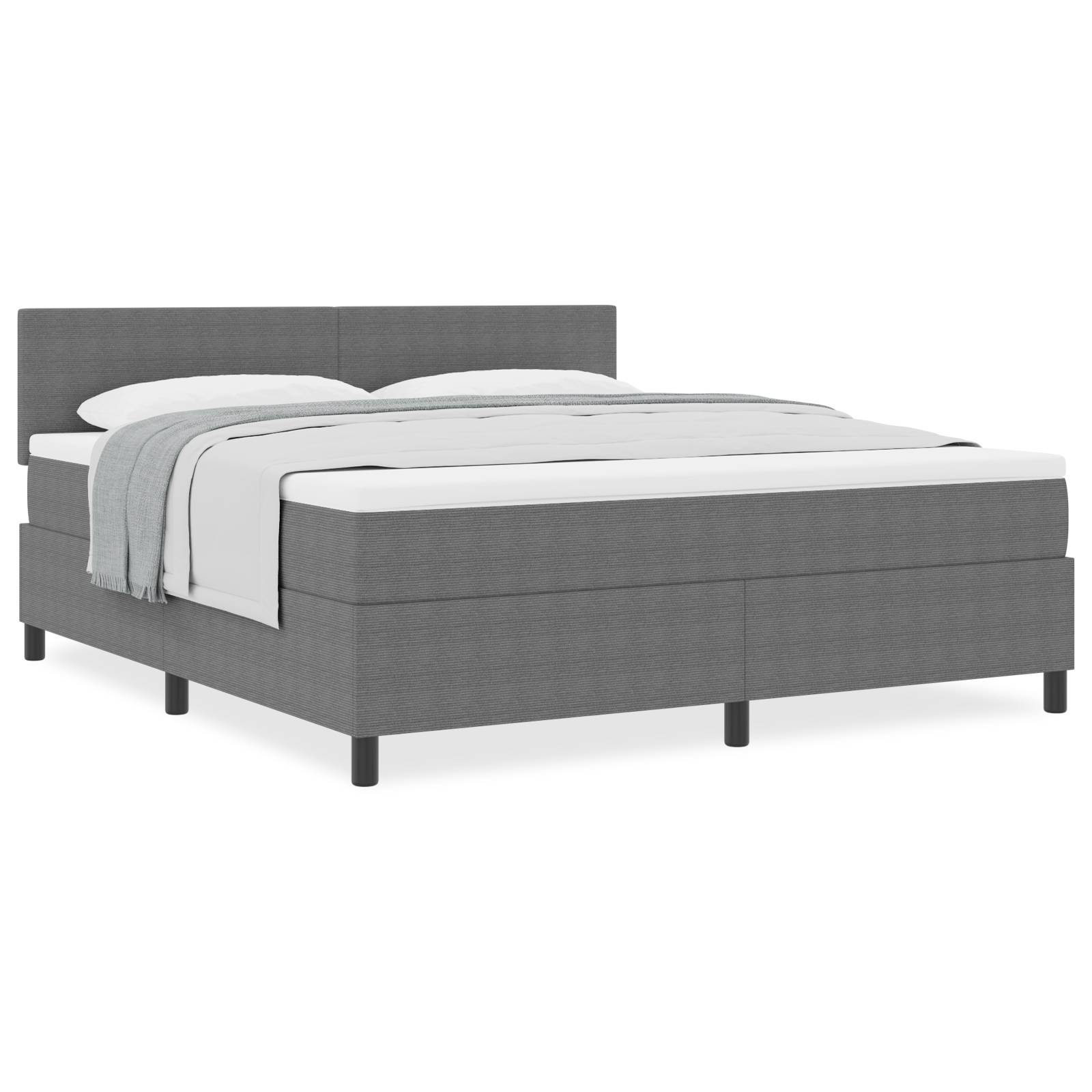 vidaXL Boxspringbett mit Matratze Hellgrau Super King Cord-Stoff