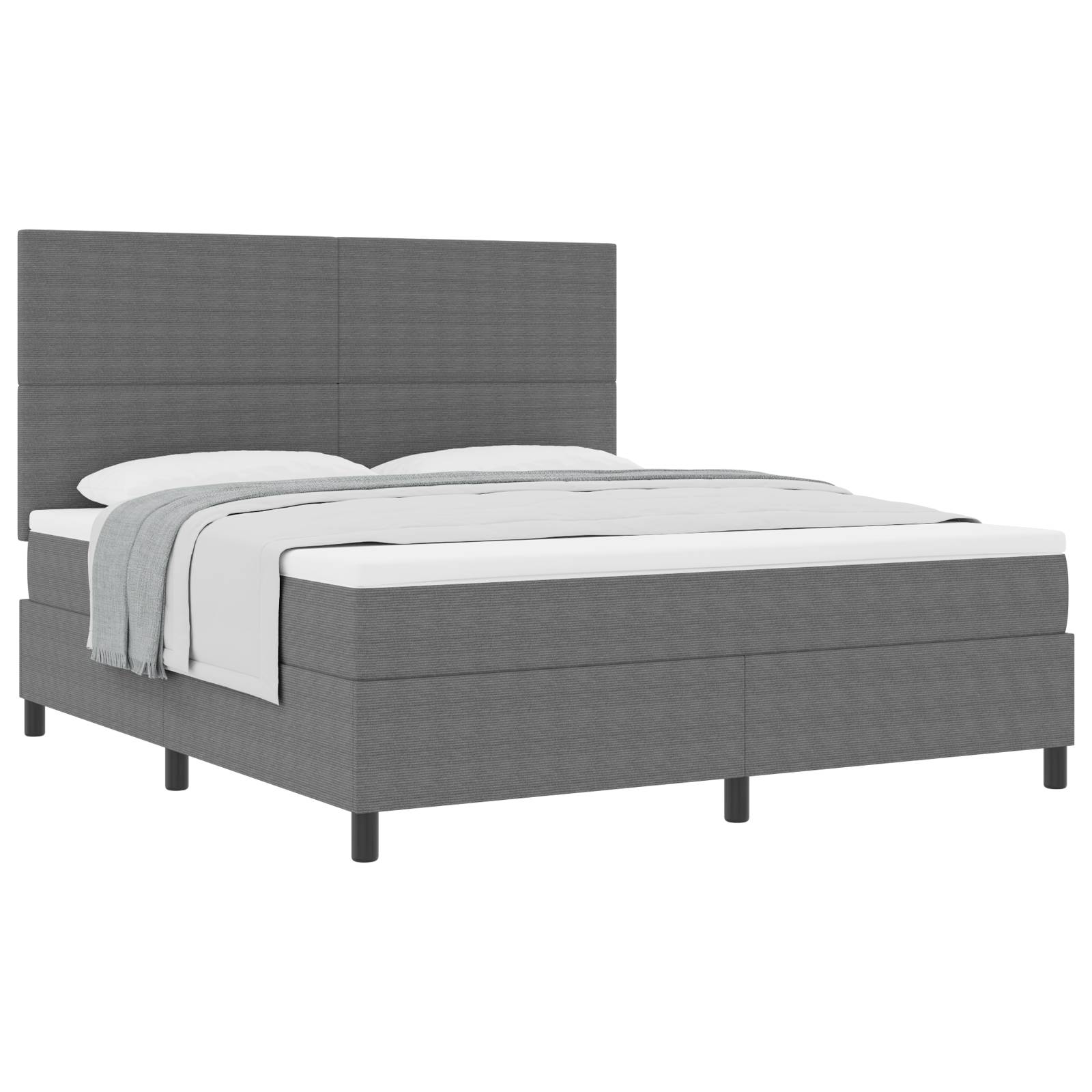 vidaXL Boxspringbett mit Matratze Hellgrau Super King Kordstoff