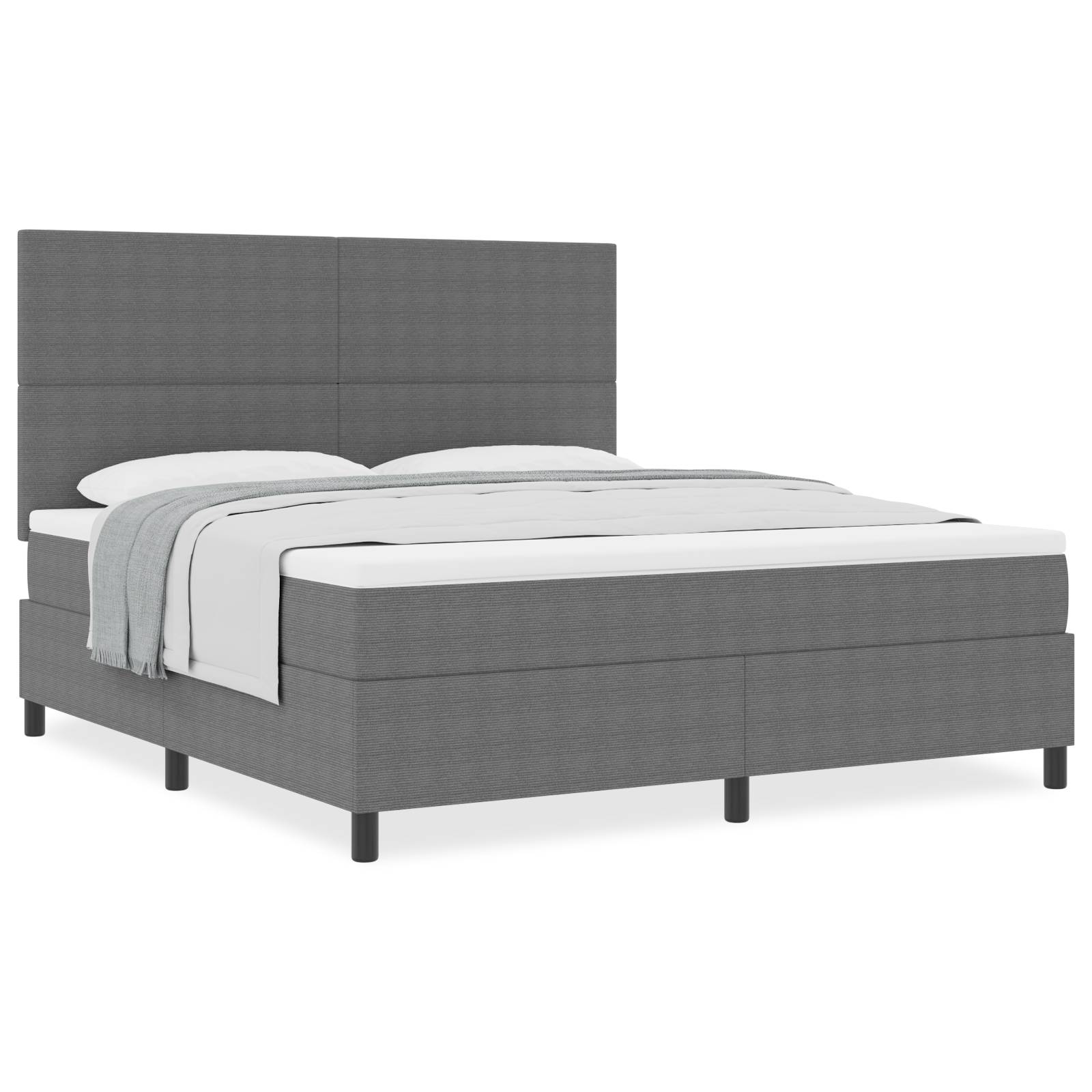vidaXL Boxspringbett mit Matratze Hellgrau Super King Kordstoff