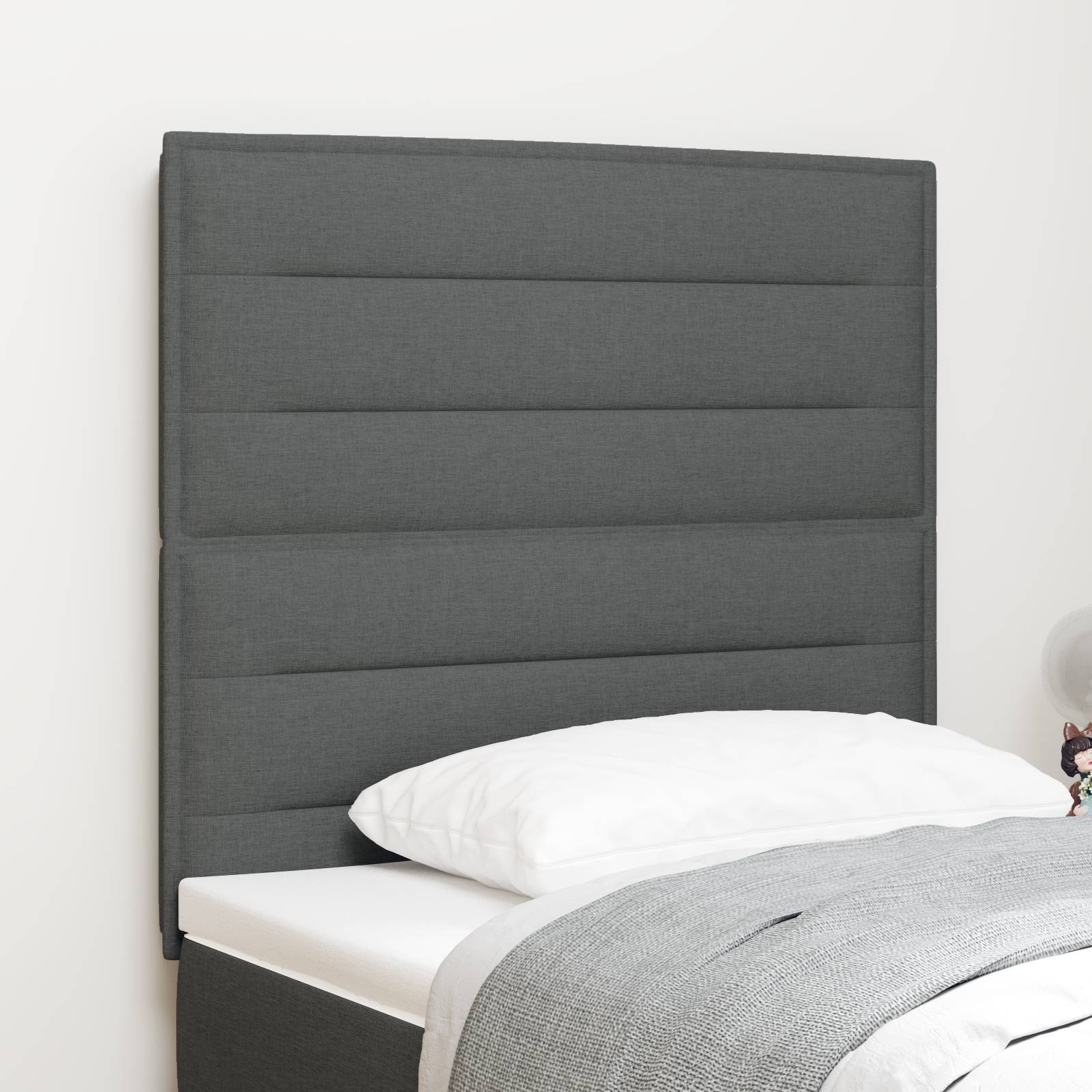 vidaXL LED Kopfteil Linien-Design Dunkelgrau 80 cm Stoff