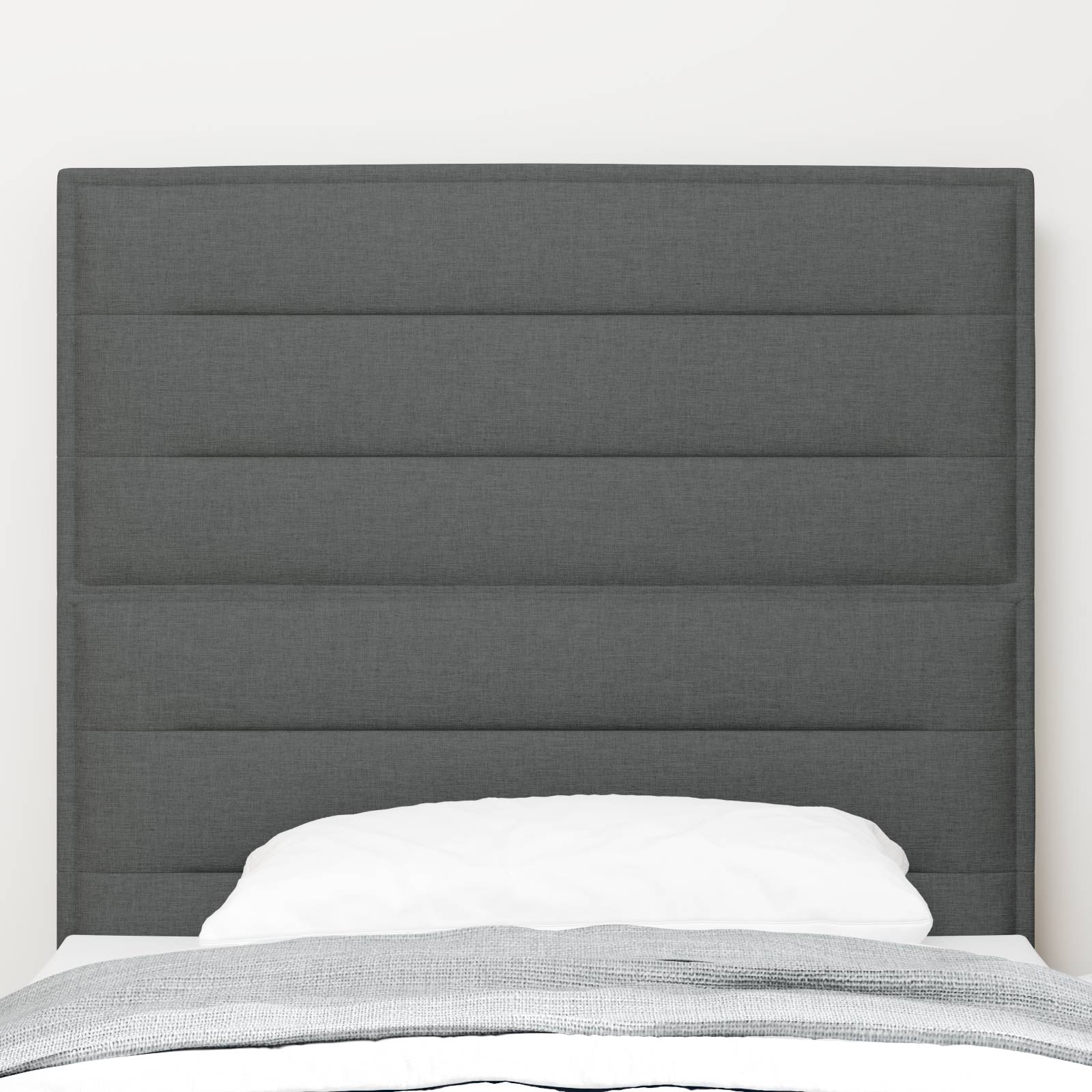 vidaXL LED Kopfteil Linien-Design Dunkelgrau 80 cm Stoff