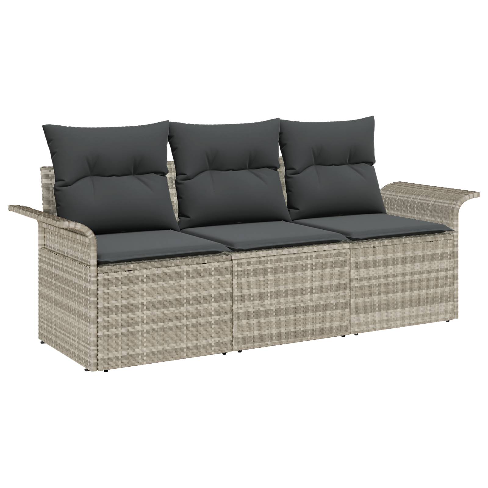 vidaXL 3-teiliges Garten-Sofa-Set mit Kissen in Hellgrau aus Poly-Rattan