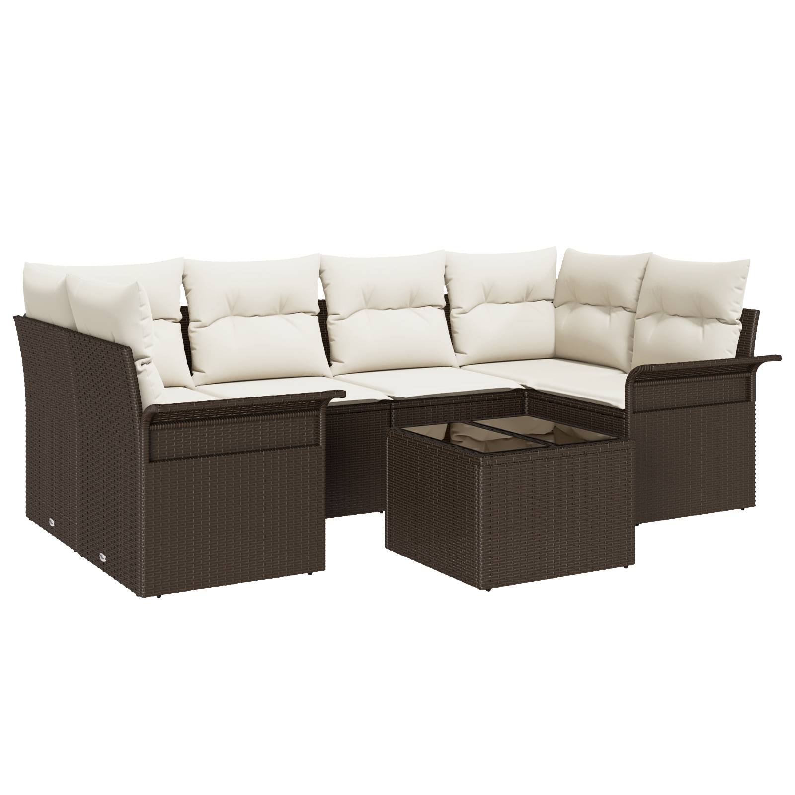 vidaXL 7-teiliges Garten Sofa Set mit Kissen Braun Poly Rattan