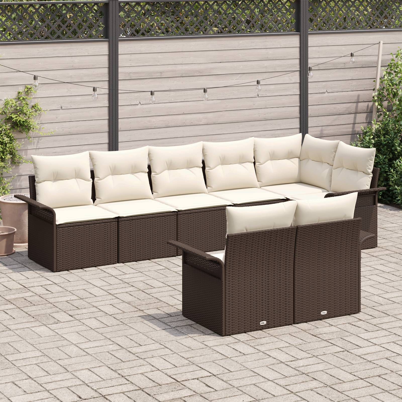 vidaXL 8-teiliges Garten Sofa Set mit Kissen Braun Poly Rattan