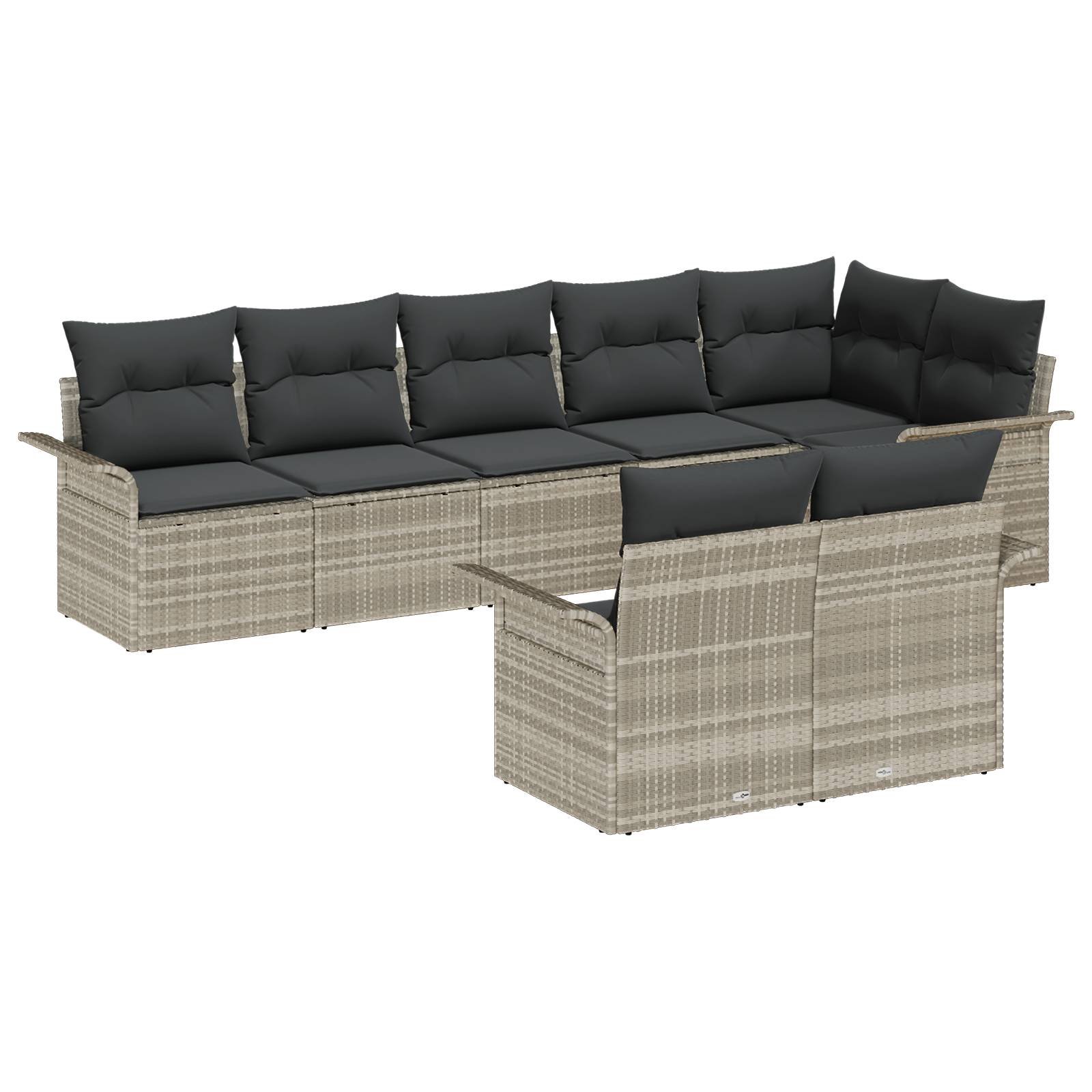 vidaXL 8-teiliges Garten-Sofa-Set mit Kissen in Hellgrau aus Poly-Rattan
