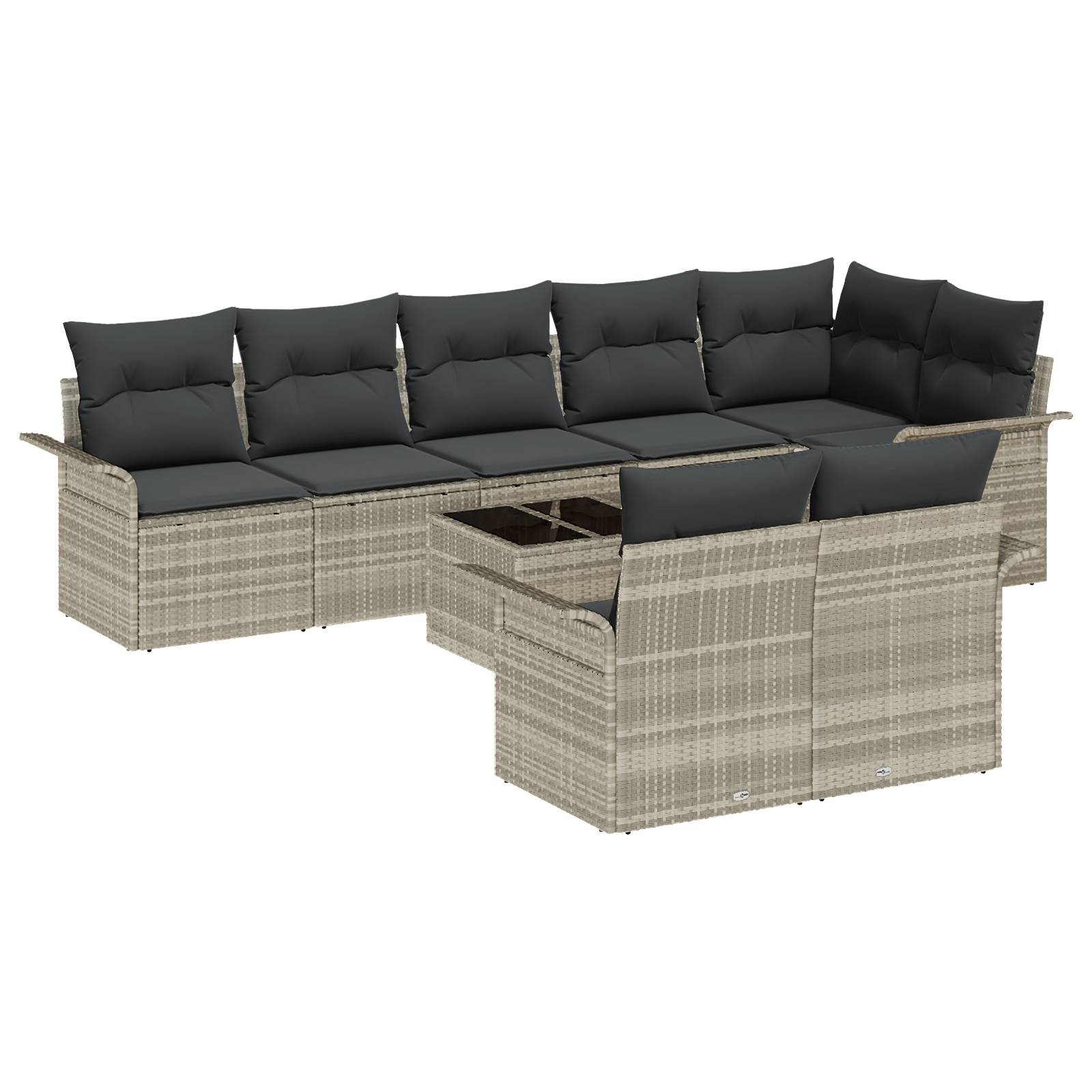 vidaXL 9-teilige Garten Sofa Set mit Kissen Graues Poly Rattan
