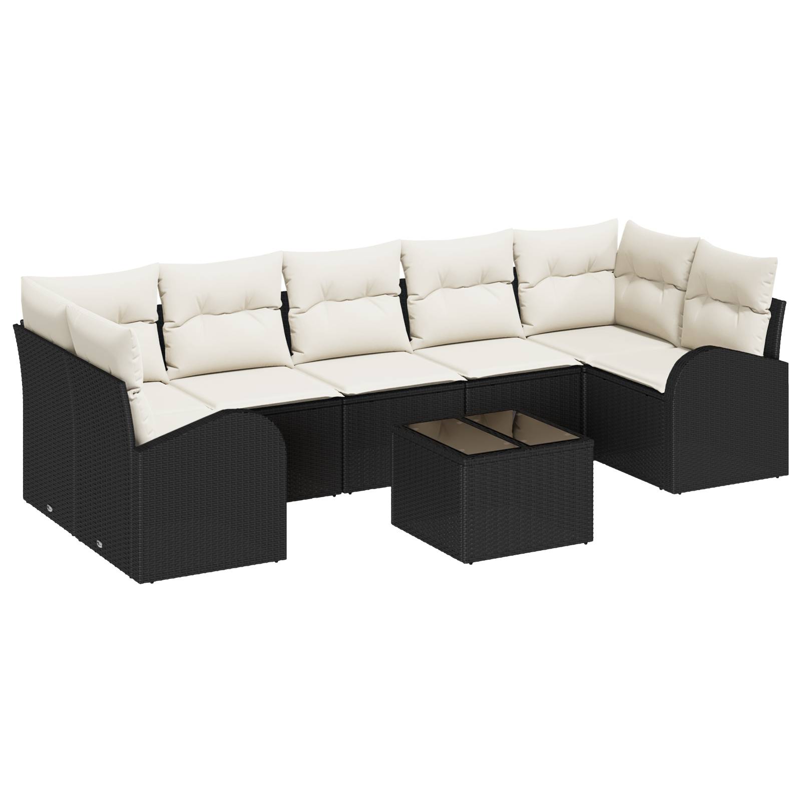 vidaXL 8-tlg. Garten-Sofagarnitur mit Kissen Schwarz Poly Rattan