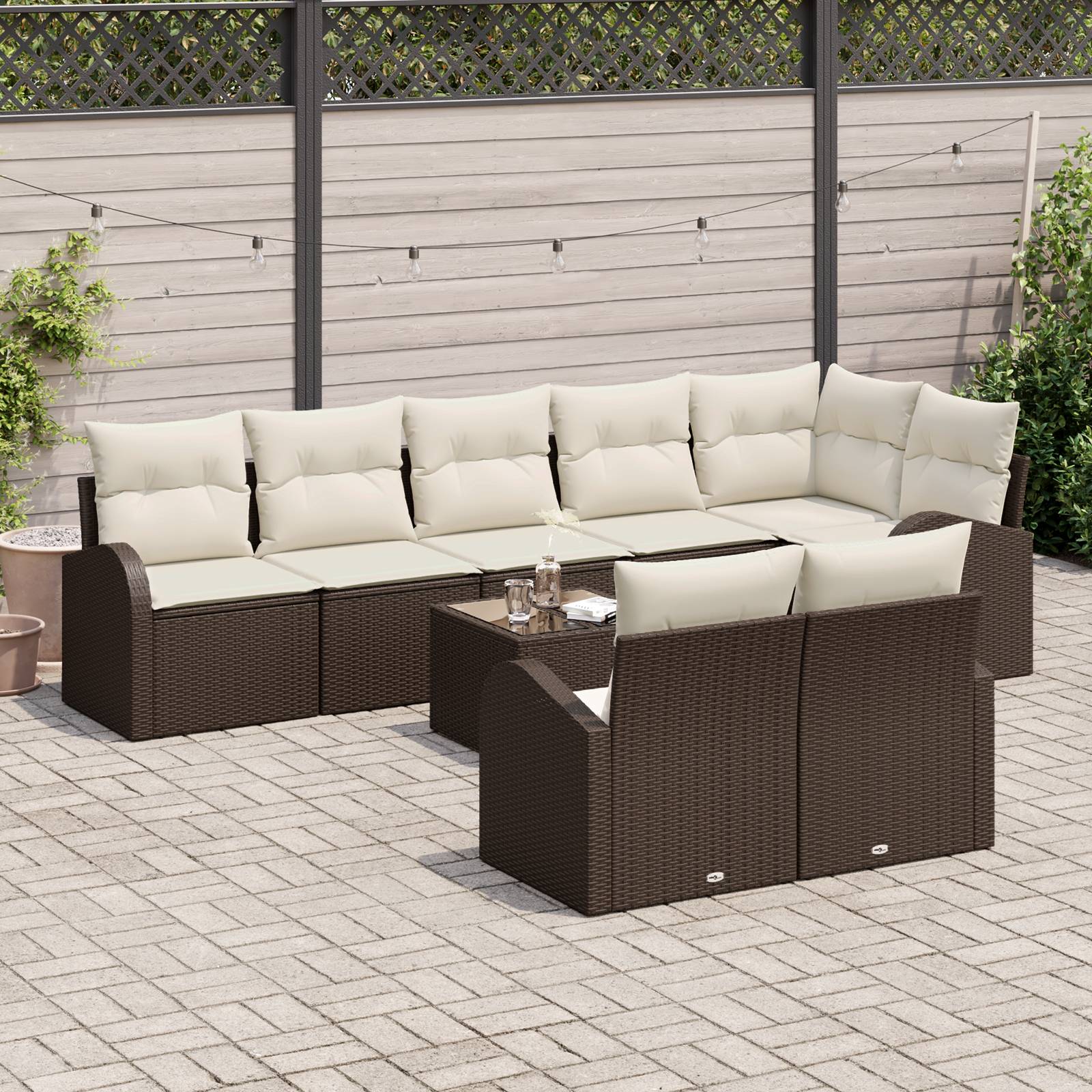 vidaXL 8-teiliges Garten Sofa Set mit Kissen Grau Poly Rattan