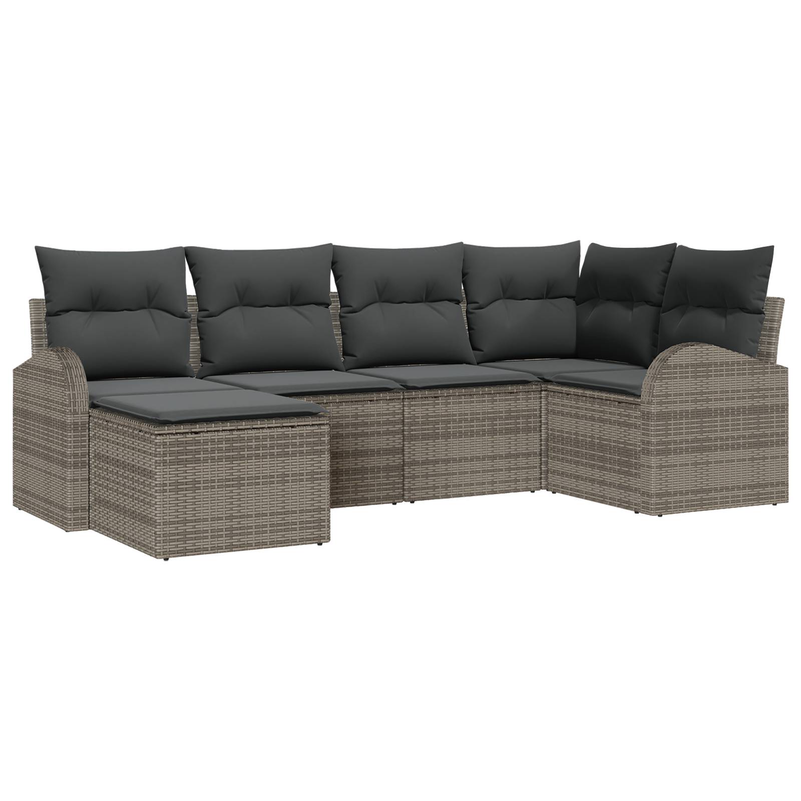 vidaXL 6-teiliges Garten-Sofa-Set mit Kissen graues Poly-Rattan