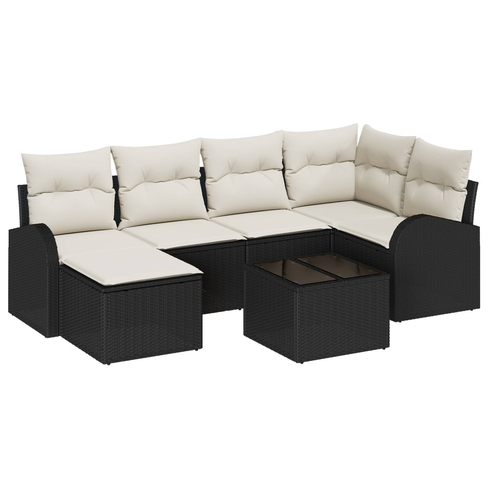 vidaXL 6-teiliges Garten-Sofa-Set mit Kissen Braun Poly-Rattan
