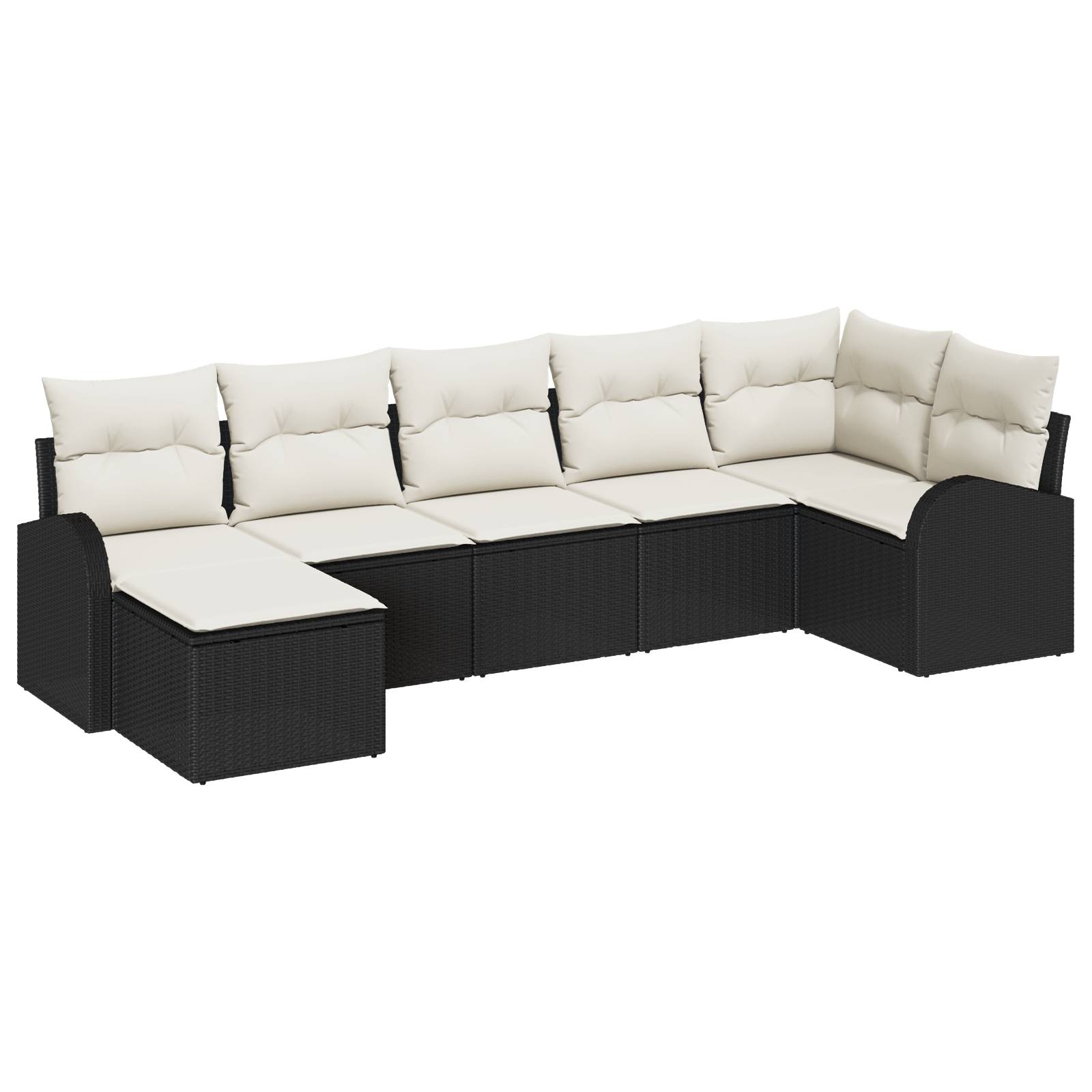 vidaXL 7-teiliges Garten-Sofa-Set mit Kissen Schwarz Poly-Rattan