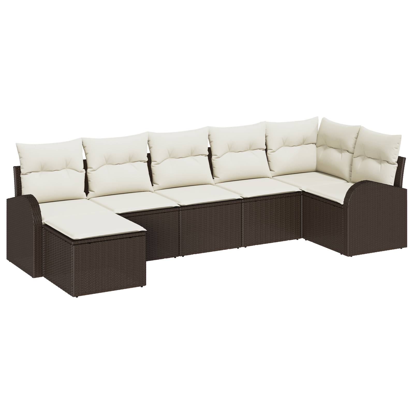 vidaXL 7 teiliges Garten Sofa Set mit Kissen Braun Poly Rattan