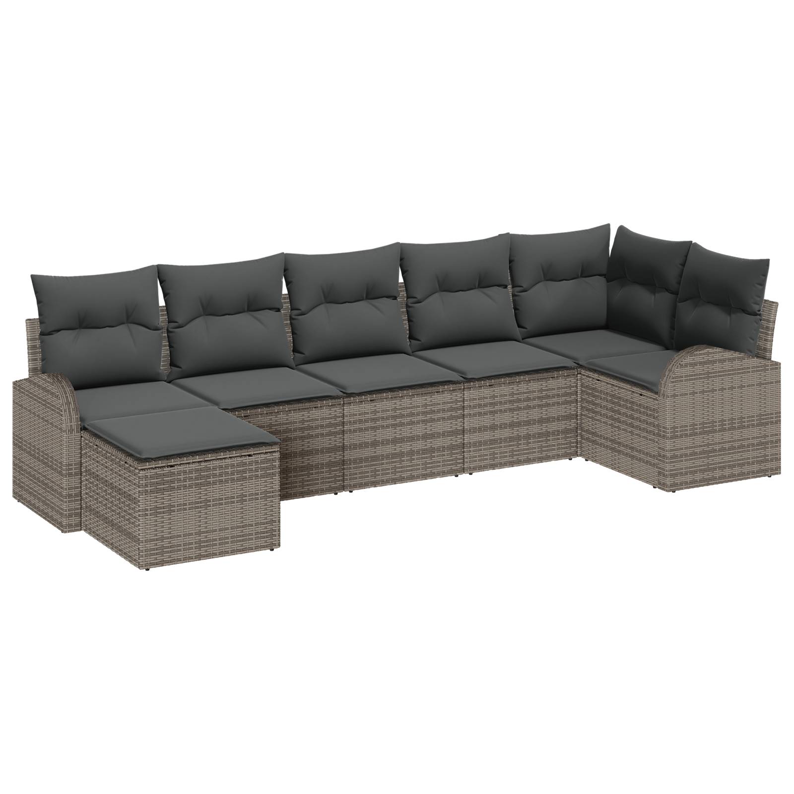 vidaXL 7-teiliges Garten Sofa Set mit Kissen Grau Poly Rattan