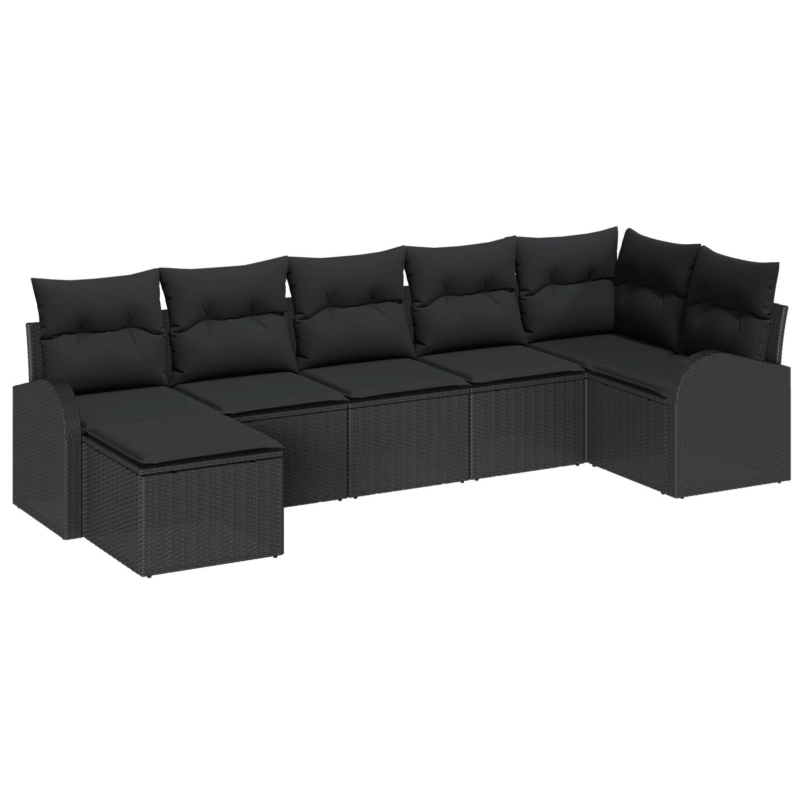 vidaXL 7-teiliges Garten Sofa Set mit Kissen Schwarz Poly Rattan
