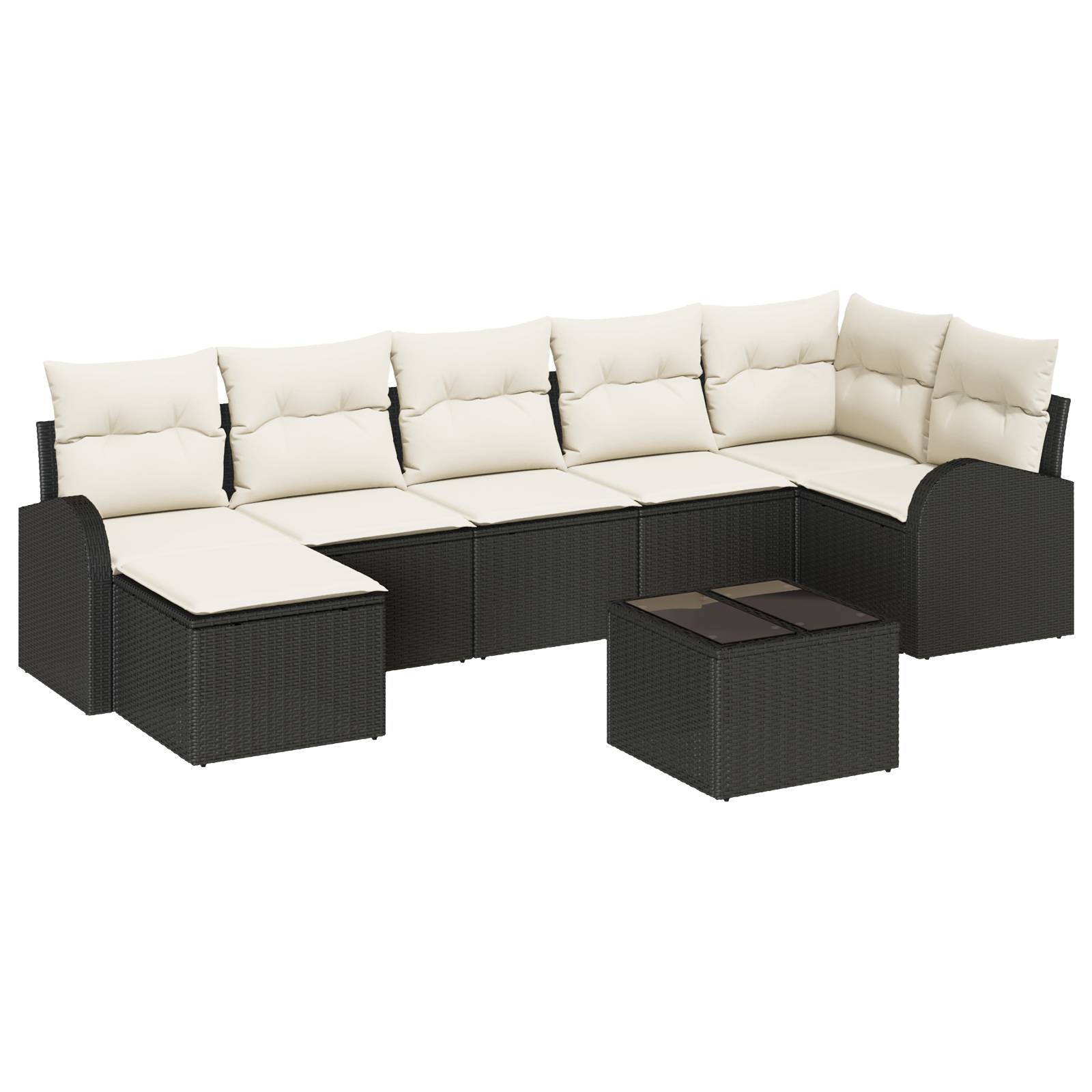 vidaXL 7-teiliges Garten-Sofa-Set mit Kissen, braunes Poly-Rattan