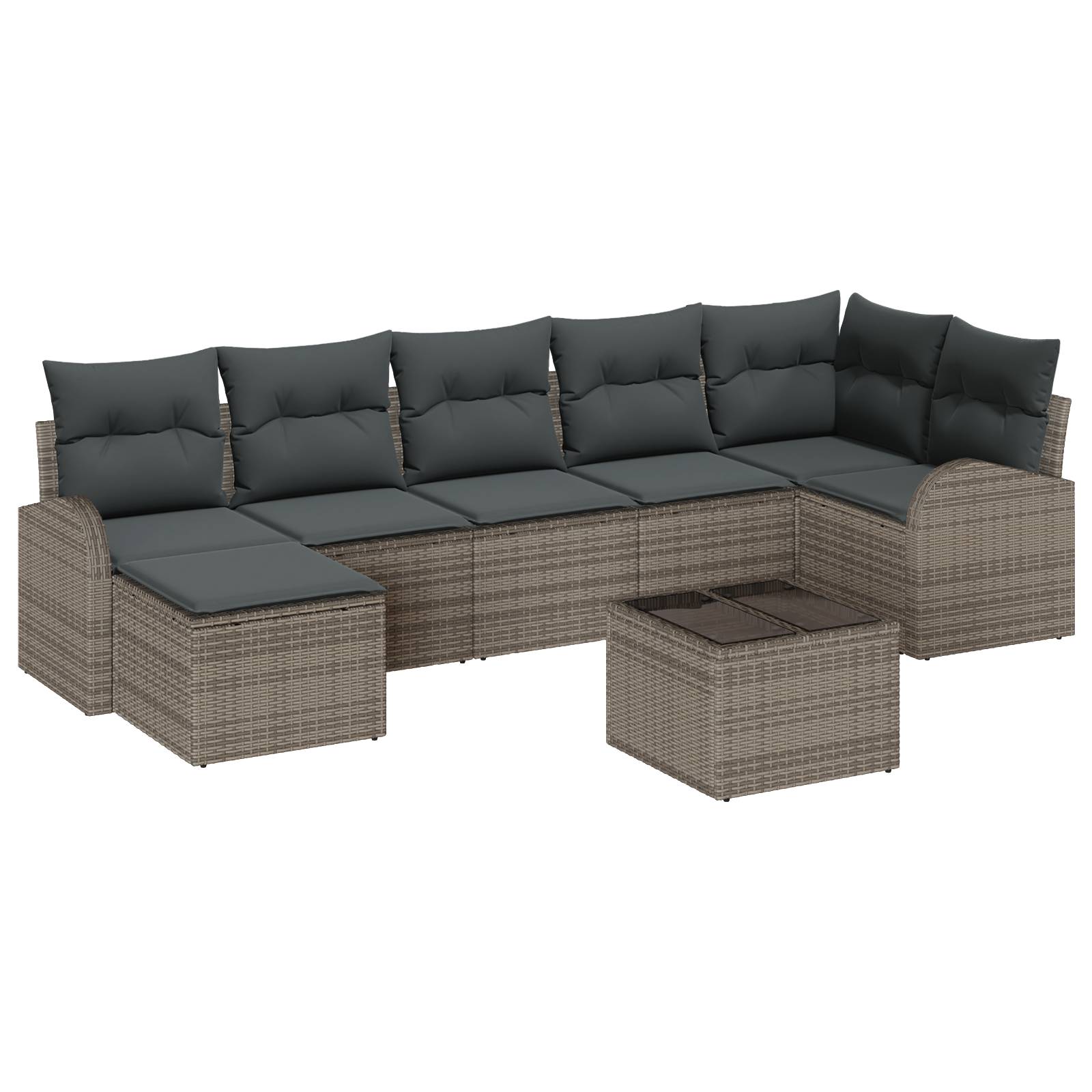 vidaXL 7-teiliges Garten-Sofa-Set mit Kissen in Schwarz aus Poly Rattan