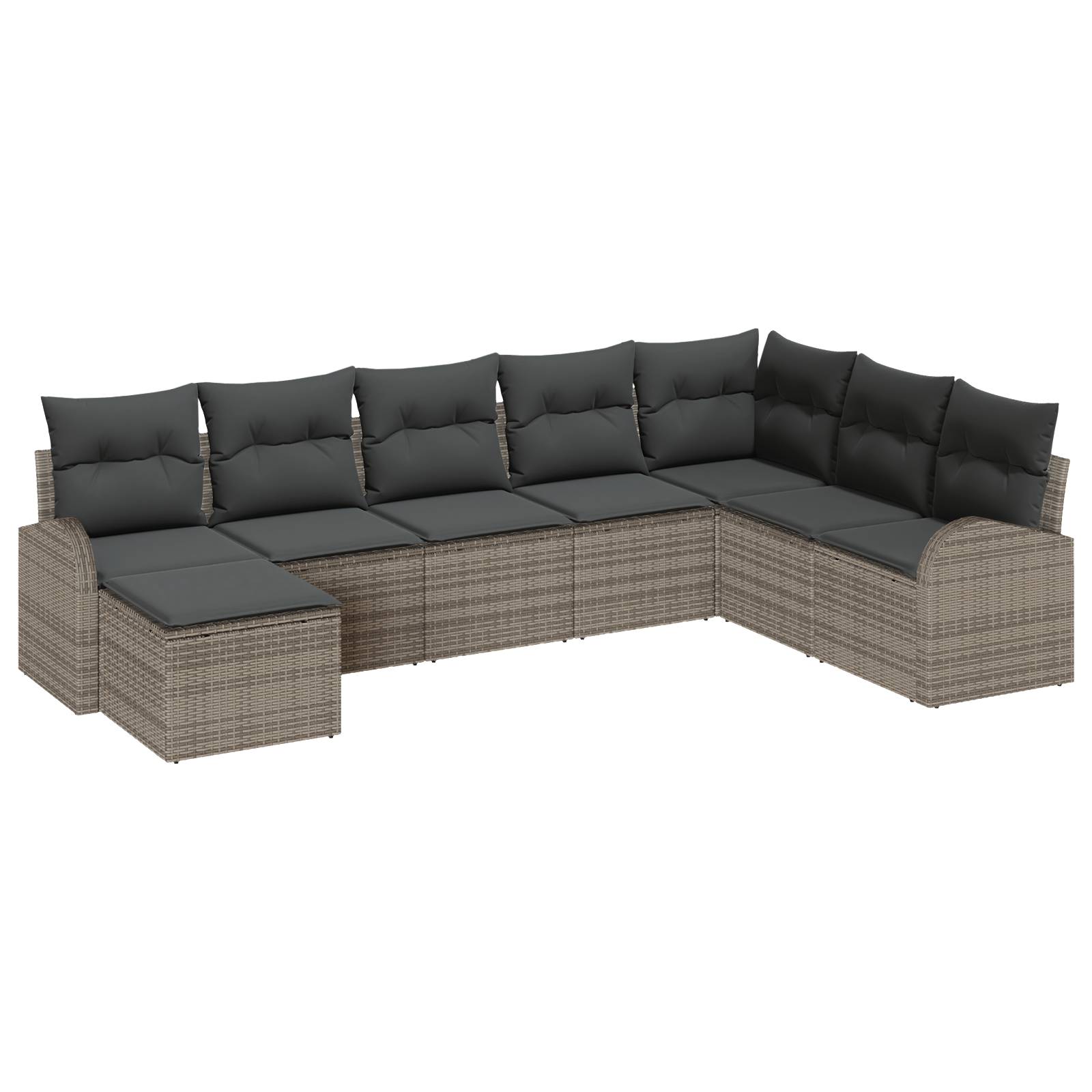 vidaXL 8-teiliges Garten Sofa Set mit Kissen Graues Poly Rattan