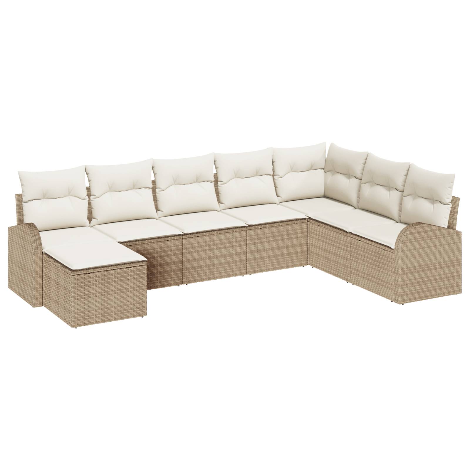 vidaXL 8-teiliges Garten-Sofa-Set mit Kissen Beige Poly Rattan
