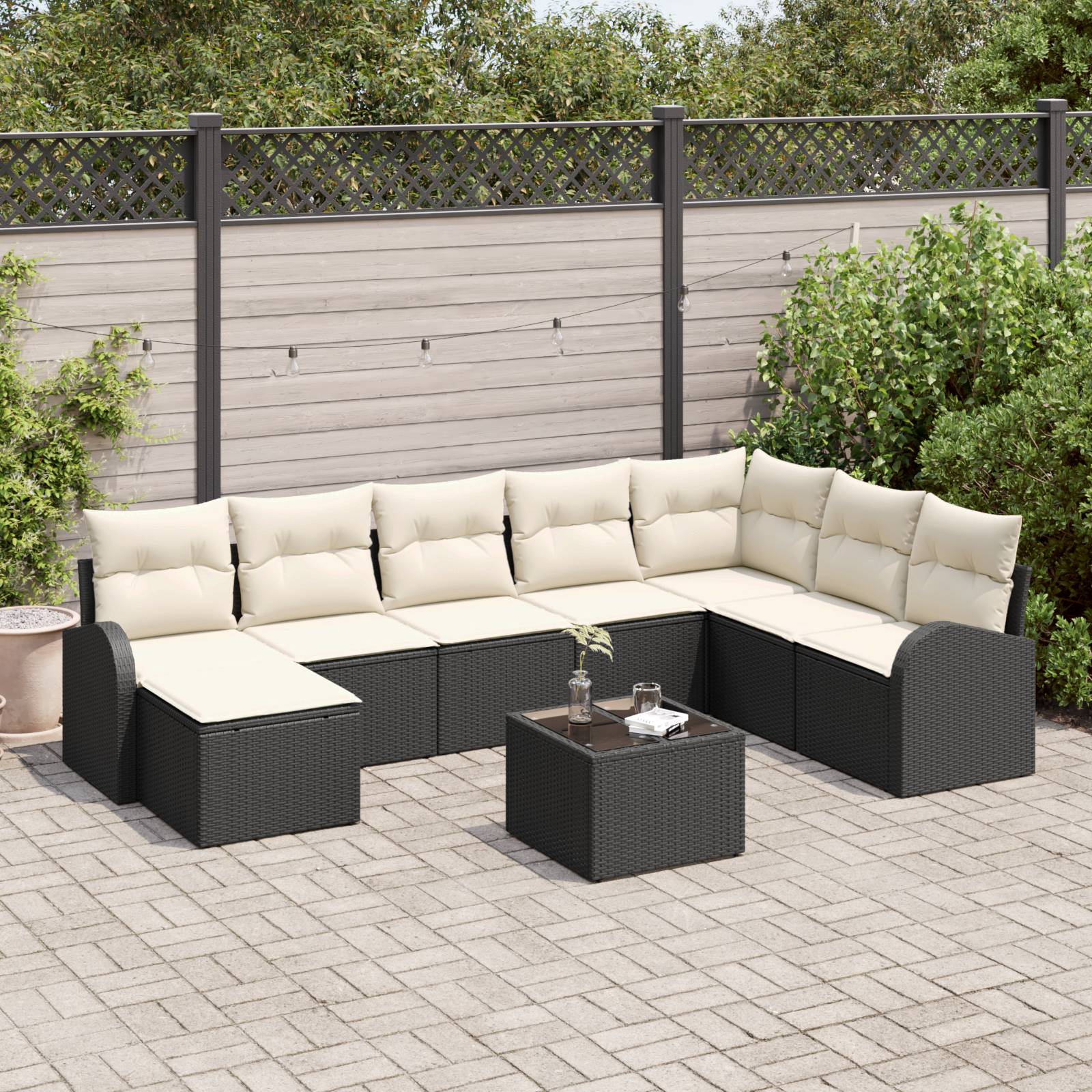 vidaXL 8-teiliges Garten Sofa Set mit Kissen Braun Poly Rattan