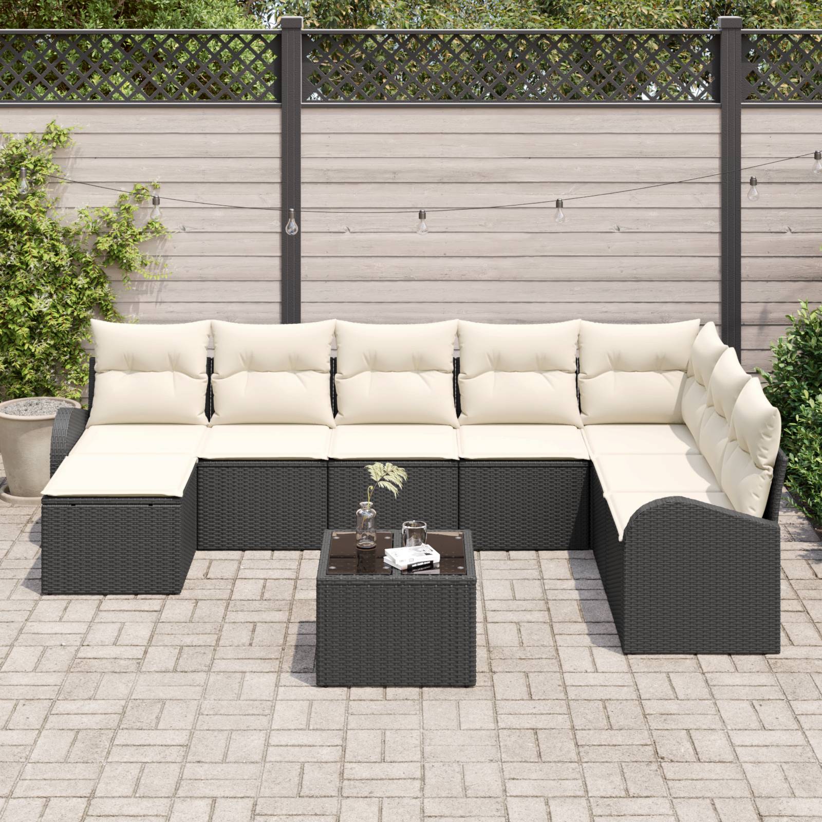 vidaXL 8-teiliges Garten Sofa Set mit Kissen Braun Poly Rattan