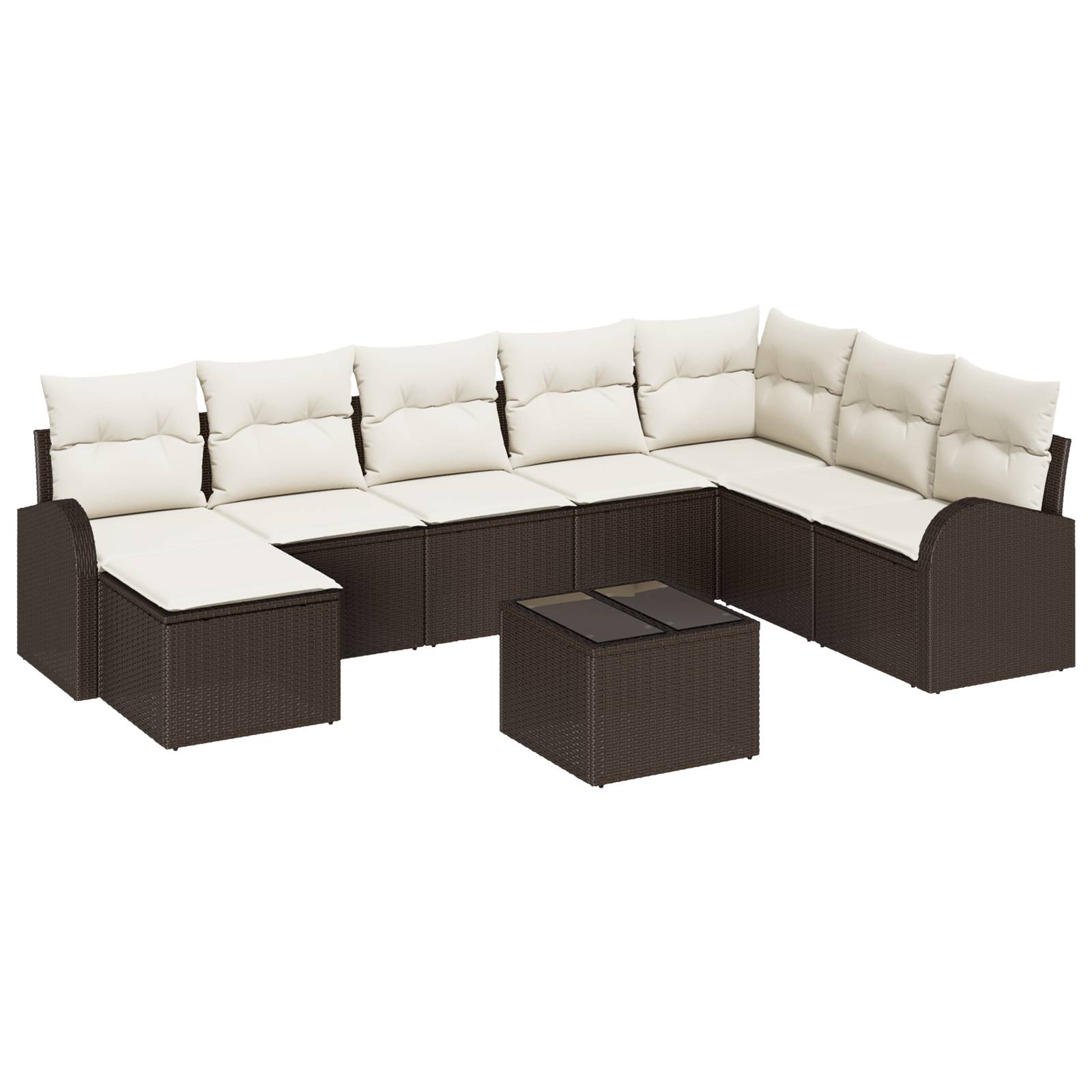 vidaXL 8-teiliges Garten-Sofa-Set mit Kissen Grau Poly-Rattan