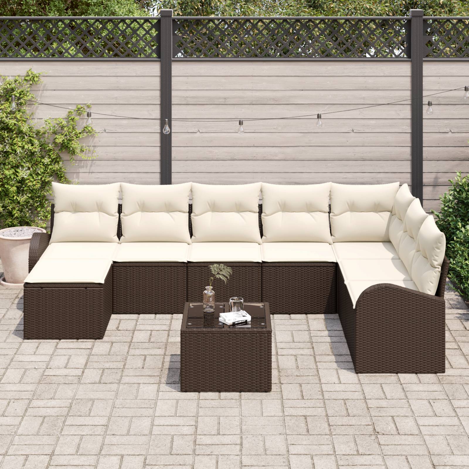 vidaXL 8-teiliges Garten-Sofa-Set mit Kissen Grau Poly-Rattan