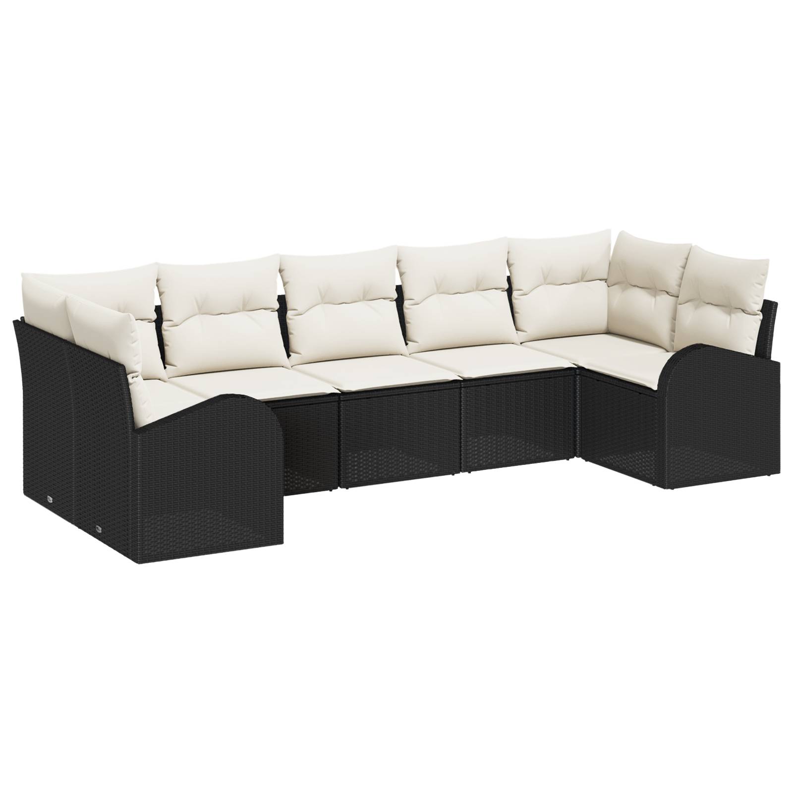 vidaXL 7-teiliges Garten-Sofa-Set mit Kissen in Schwarz Poly-Rattan