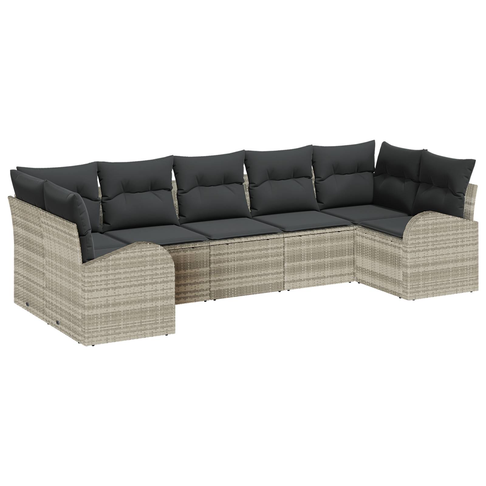 vidaXL 7-teiliges Gartenloungeset mit Kissen Hellgrau Poly Rattan