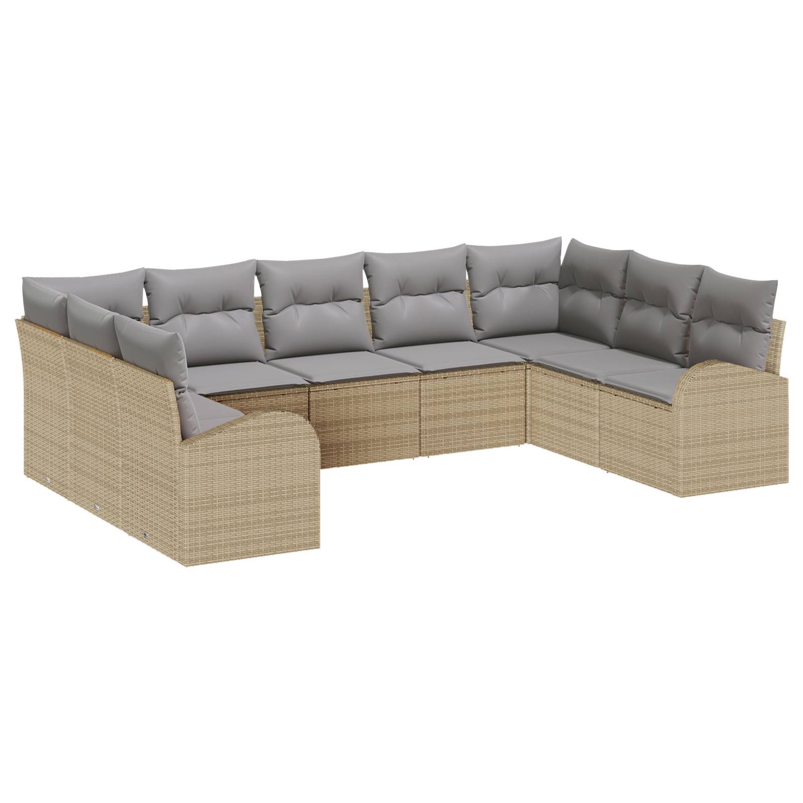 vidaXL 9-teiliges Garten Sofa Set mit Kissen Beige Poly Rattan