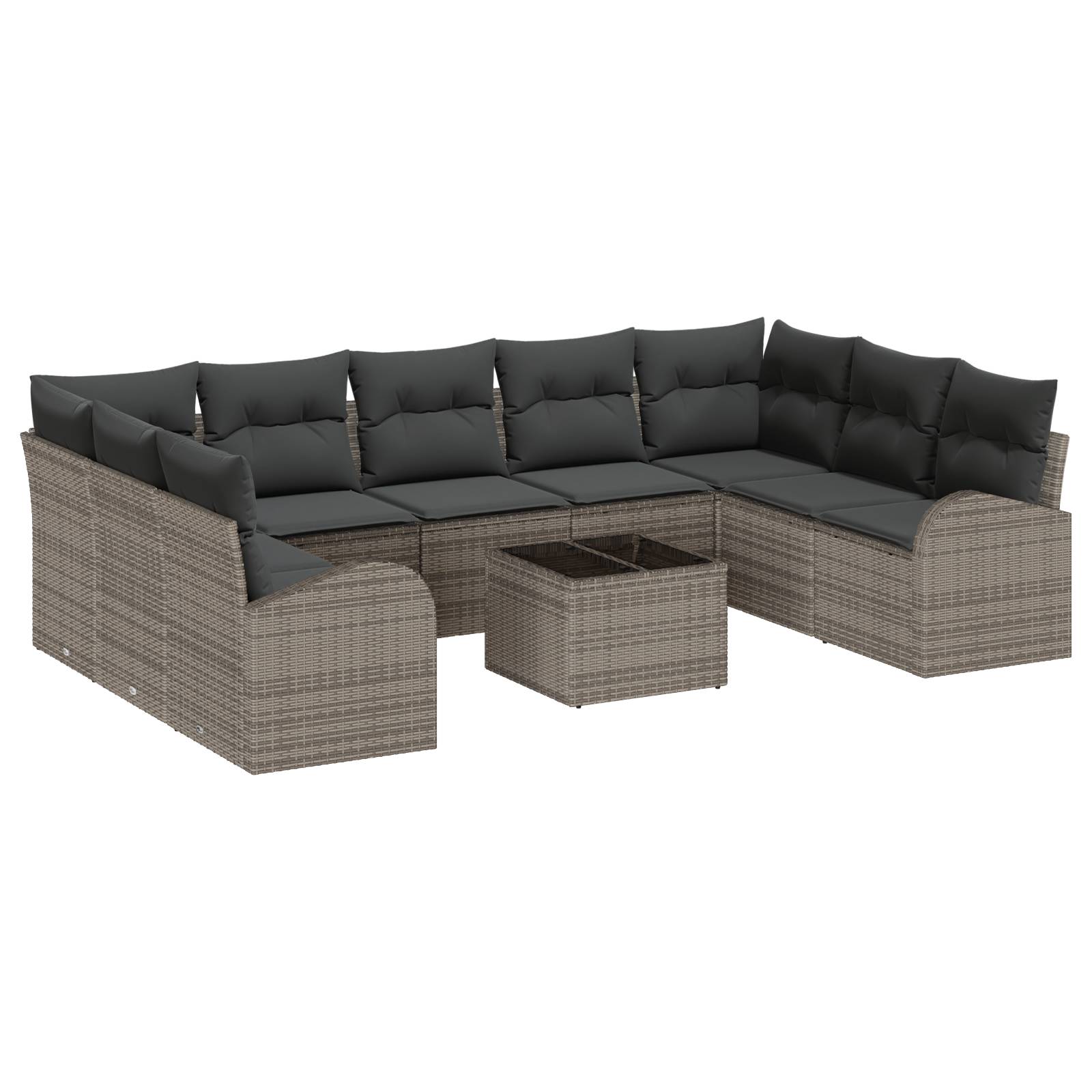 vidaXL 9-teiliges Garten Sofa Set mit Kissen Schwarz Poly Rattan