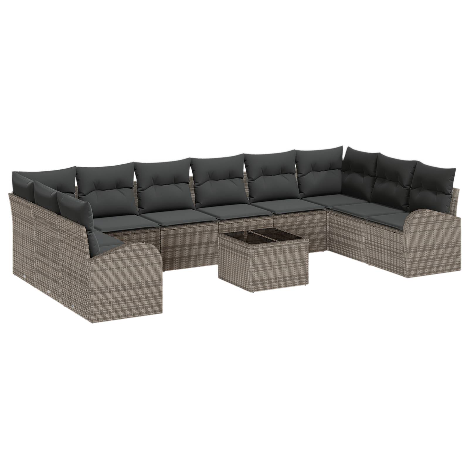 vidaXL 10-teiliges Garten-Sofa-Set mit Kissen Schwarz Poly-Rattan