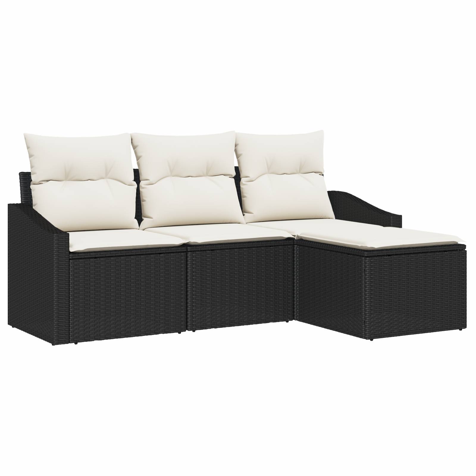 vidaXL 4-tlg. Garten-Sofagarnitur mit Kissen Schwarz Poly Rattan