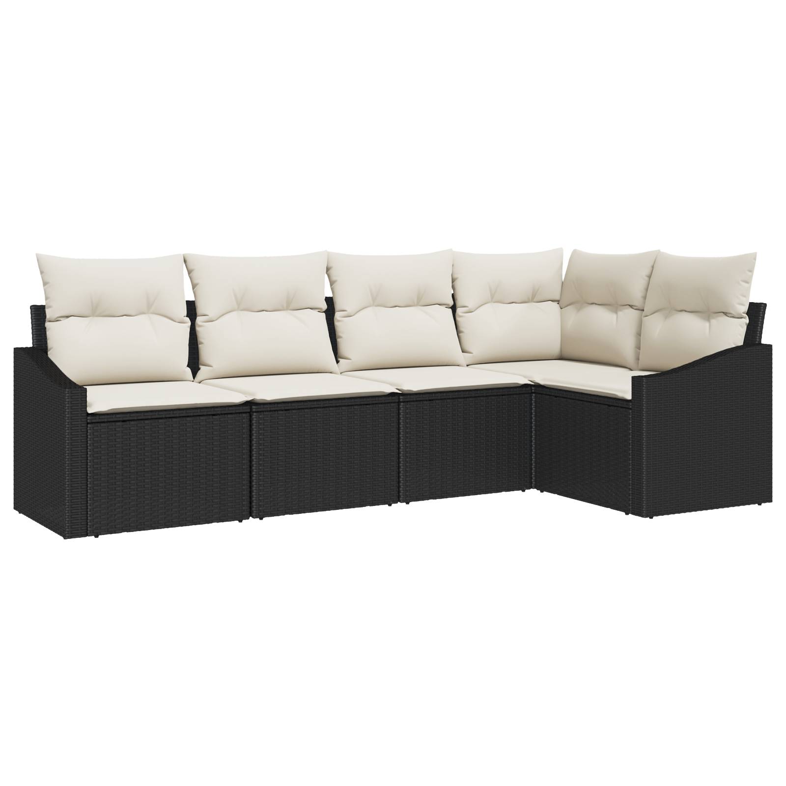 vidaXL 5-teiliges Garten Sofa Set mit Kissen Schwarz Poly Rattan