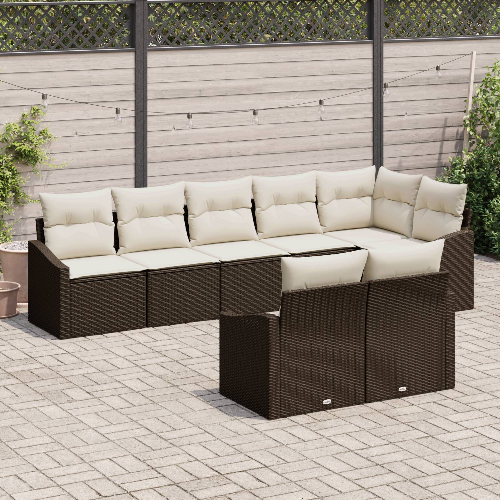 vidaXL 8-teiliges Garten-Sofa-Set mit Kissen Braun Poly Rattan