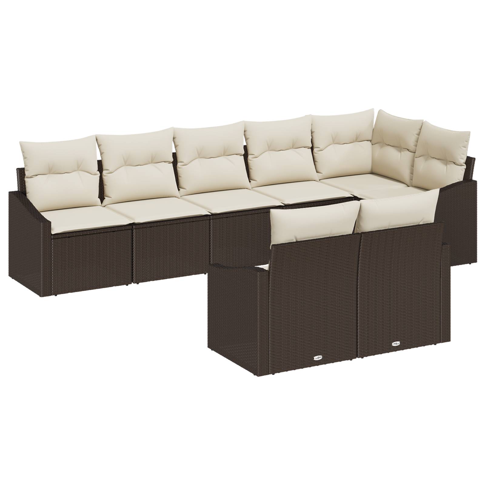 vidaXL 8-teiliges Garten-Sofa-Set mit Kissen Braun Poly Rattan