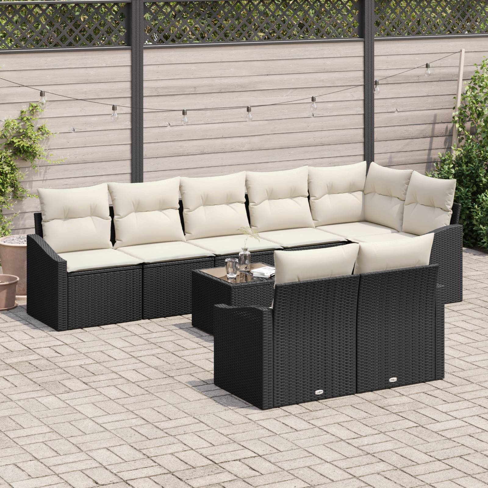 vidaXL 8-teiliges Gartensofa-Set mit Kissen Braun Poly Rattan