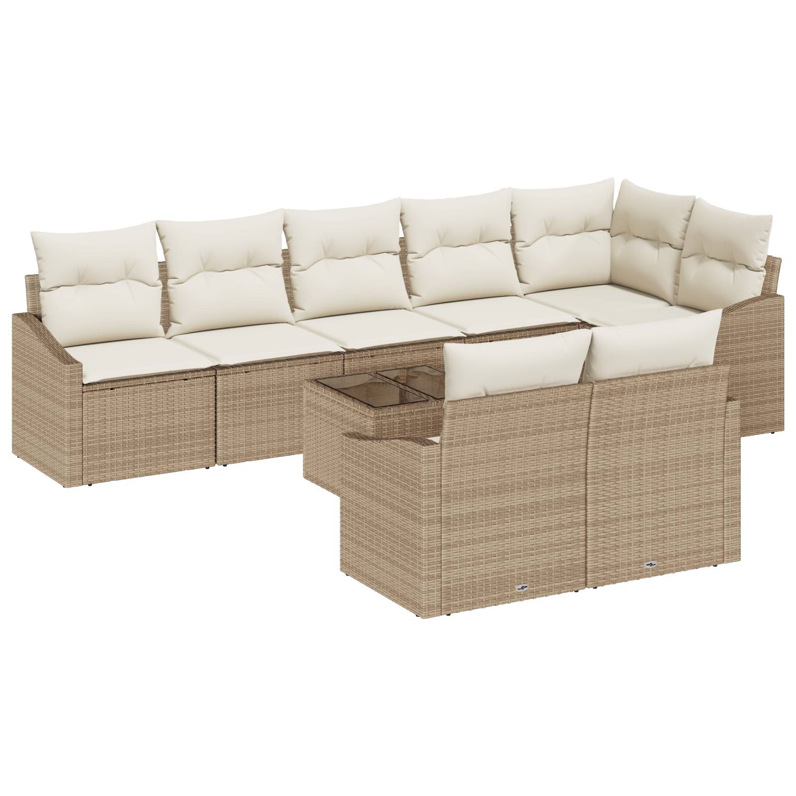 vidaXL 9-teiliges Garten-Sofa-Set mit Kissen Braunes Poly-Rattan