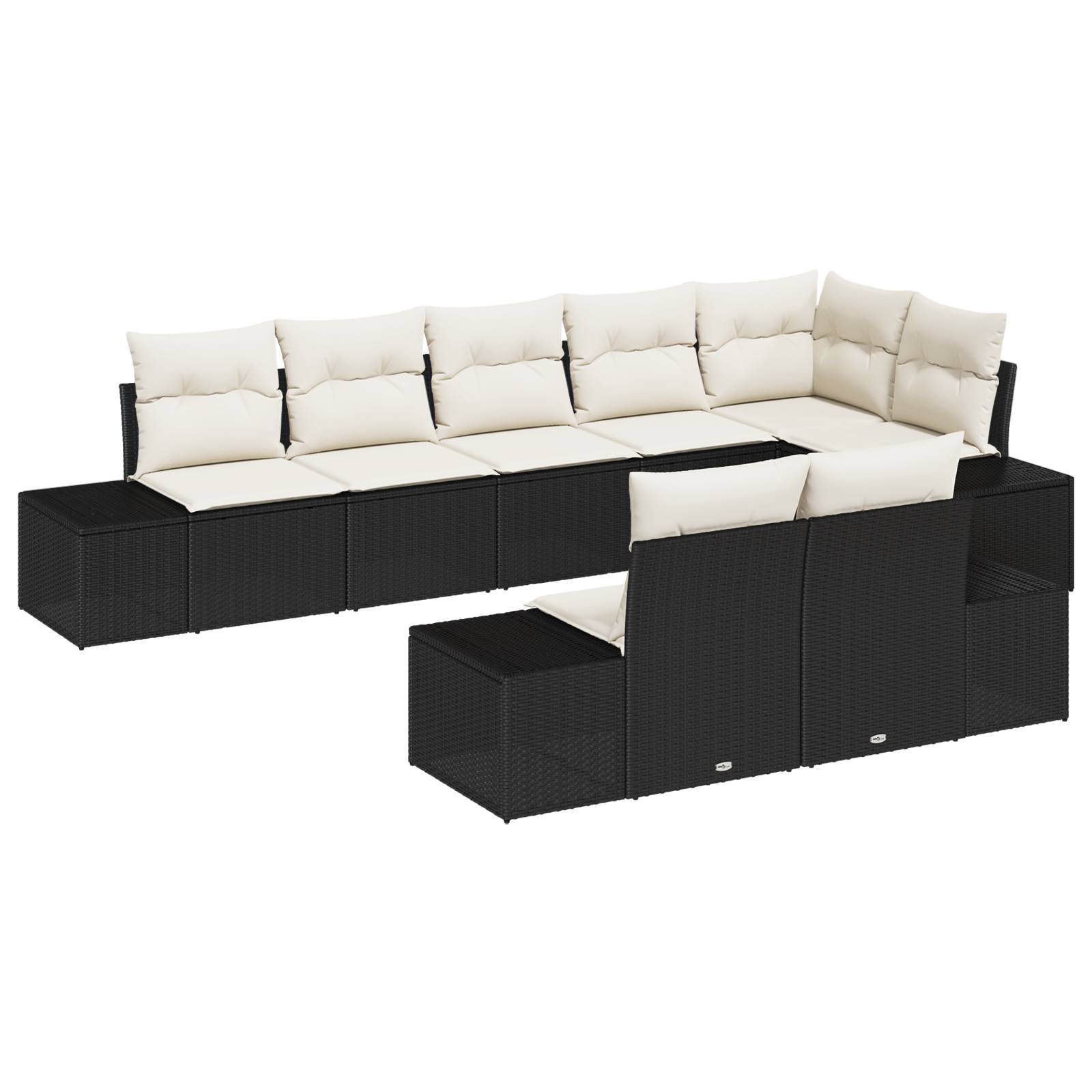 vidaXL 8-teiliges Gartensofa-Set mit Kissen Schwarz Poly Rattan