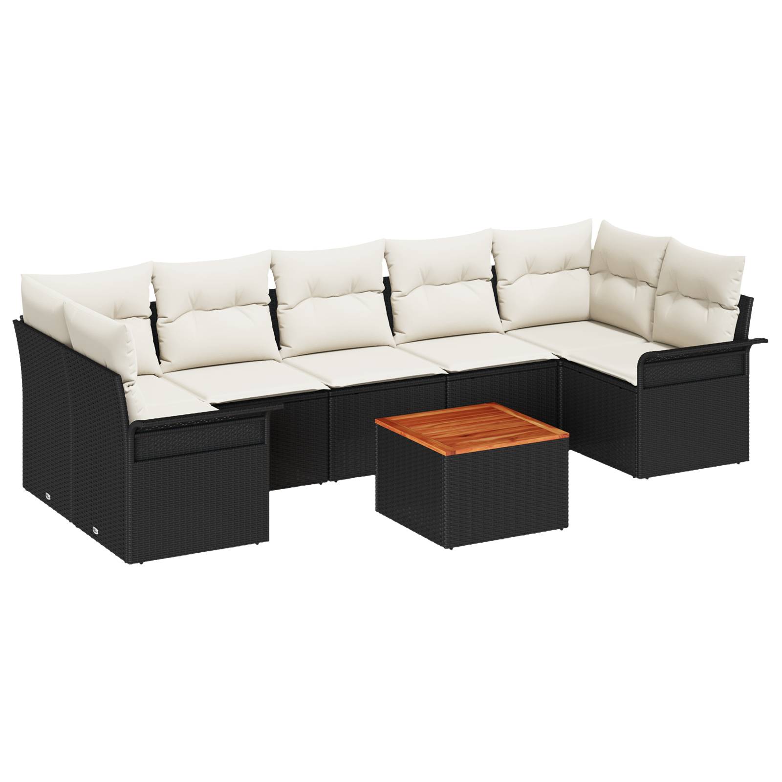 vidaXL 8-teiliges Garten-Sofaset mit Kissen Schwarz Poly-Rattan Akazie