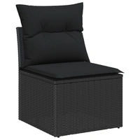 vidaXL 13-teiliges Garten Sofa Set mit Kissen Schwarz Poly-Rattan Akazie vidaXL 13-teiliges Garten Sofa Set mit Kissen Schwarz Poly-Rattan Akazie