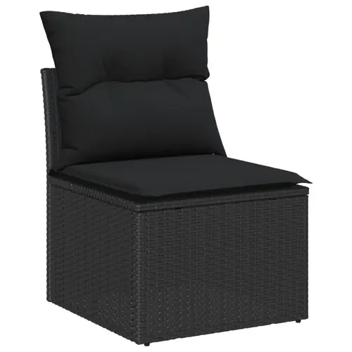 vidaXL 13-teiliges Garten Sofa Set mit Kissen Schwarz Poly-Rattan Akazie vidaXL 13-teiliges Garten Sofa Set mit Kissen Schwarz Poly-Rattan Akazie