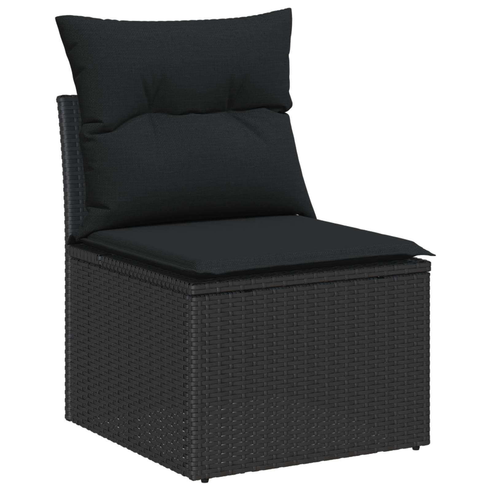 vidaXL 9-teiliges Garten Sofaset mit Kissen Schwarz Poly Rattan