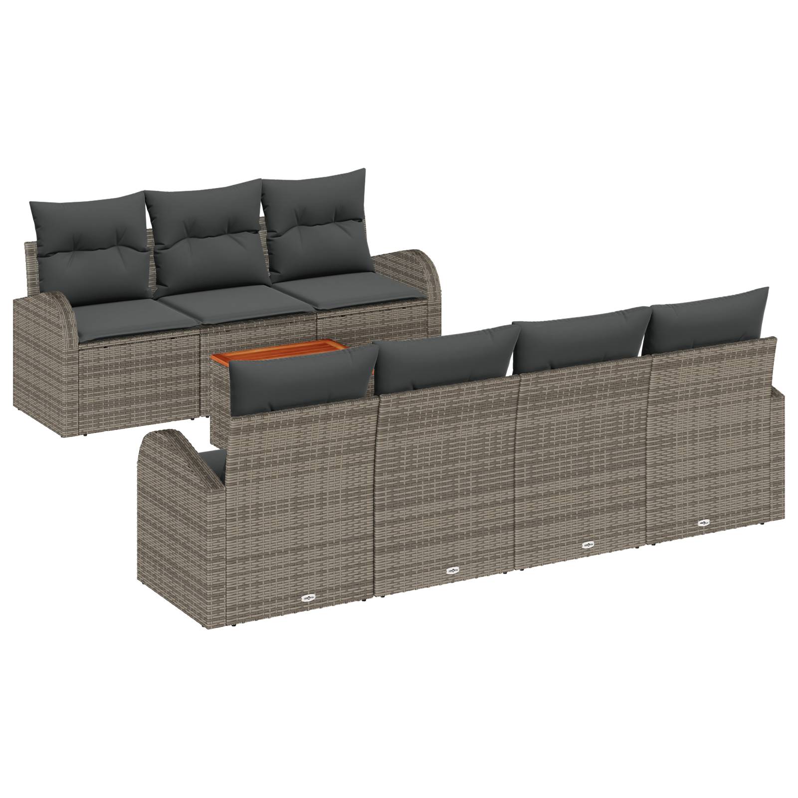 vidaXL 8-teiliges Garten Sofa Set mit Kissen Grau Poly Rattan Akazie