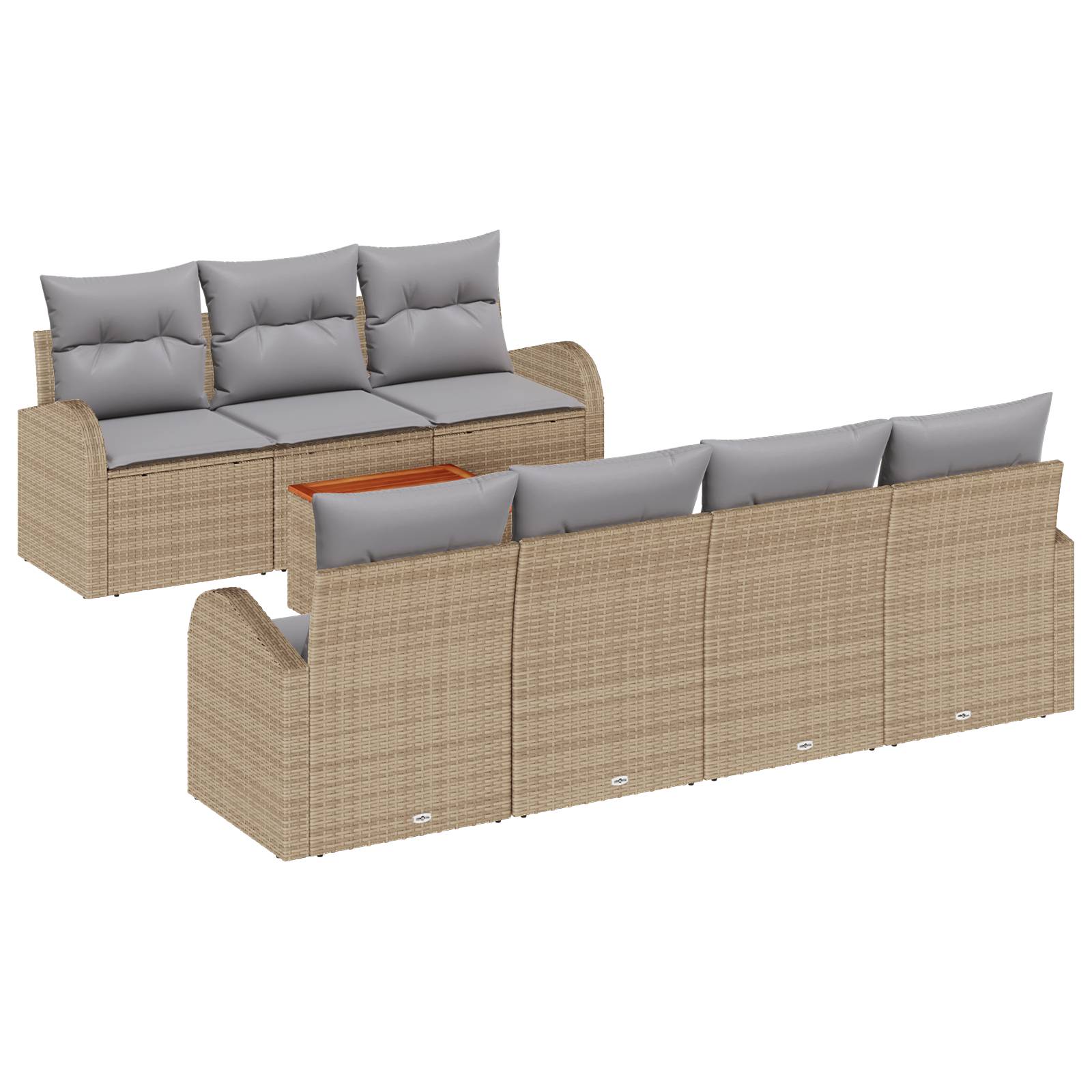 vidaXL 8-teiliges Garten Sofa Set mit Kissen Beige Poly Rattan Akazie