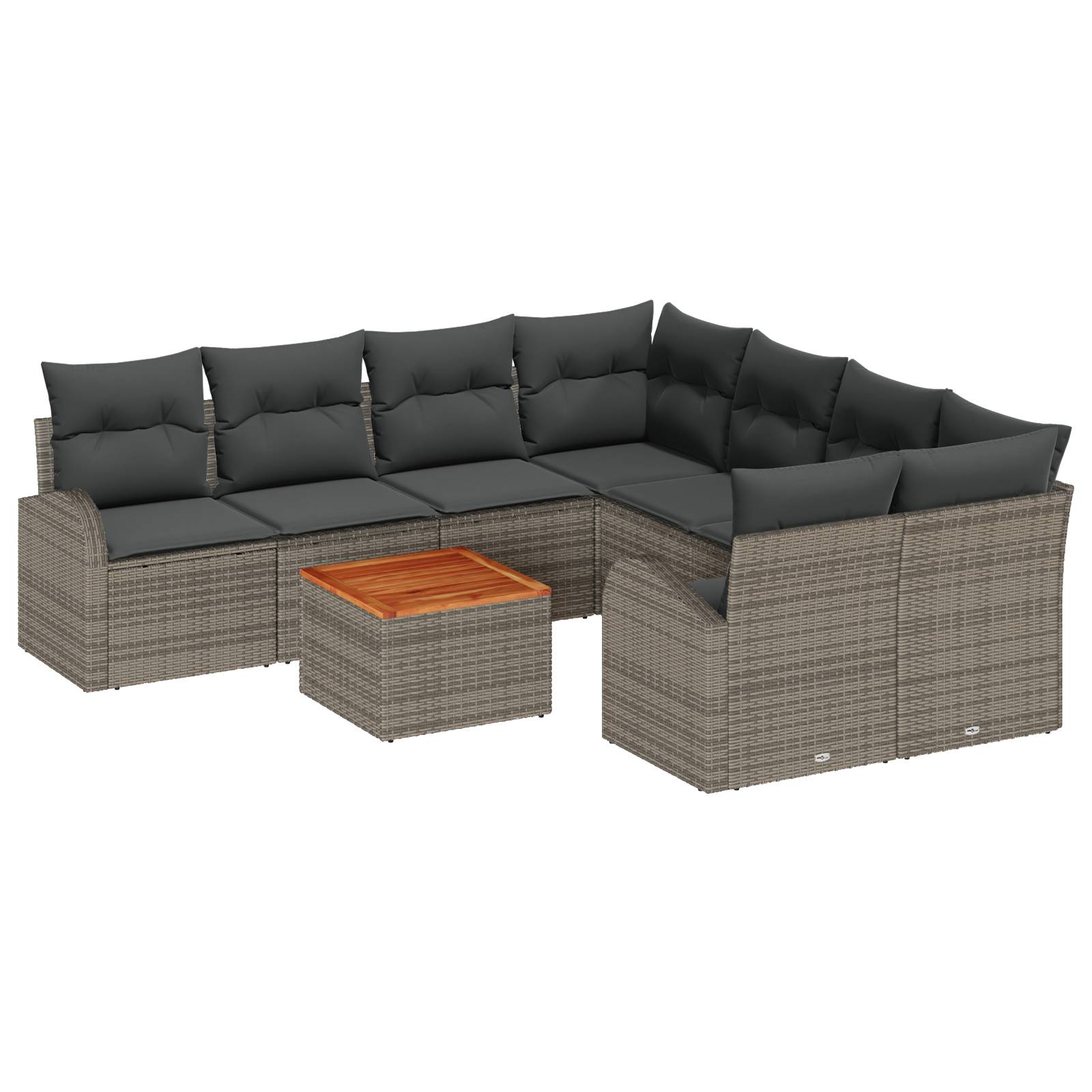 vidaXL 9-teilige Garten Sofa Set mit Kissen Grau Poly Rattan Akazie