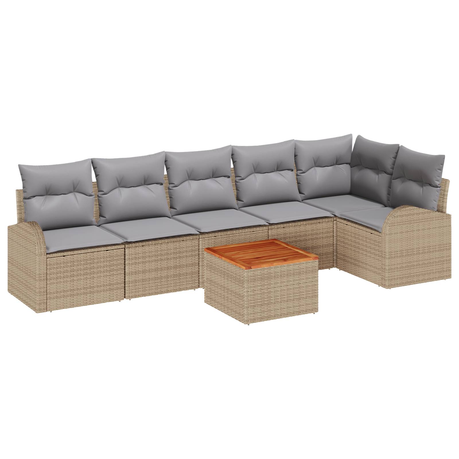 vidaXL 7-teilige Garten Sofa Set mit Kissen Beige Poly Rattan Akazie