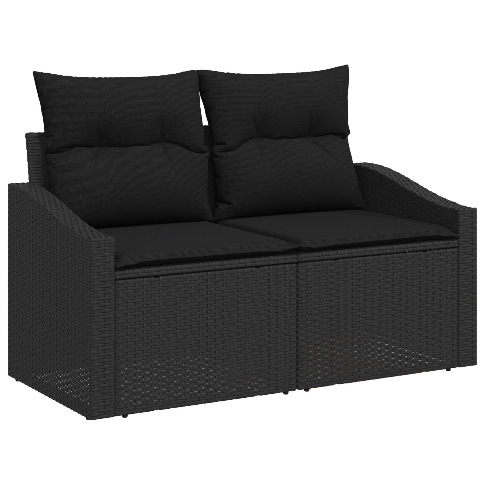 vidaXL 9-tlg. Garten-Sofagarnitur mit Kissen Schwarz Poly Rattan