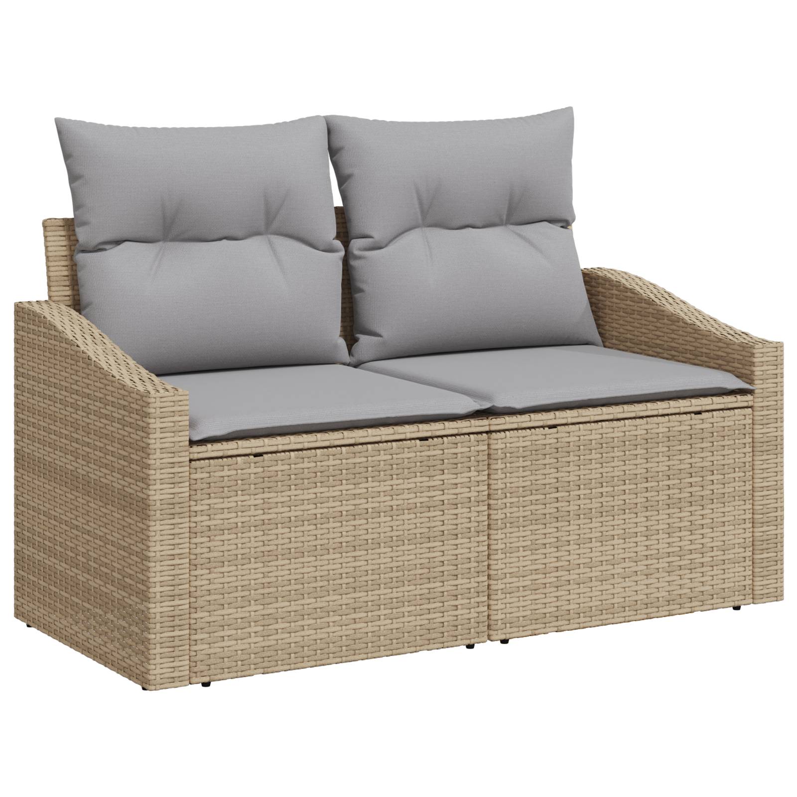 vidaXL 7-tlg. Garten-Sofagarnitur mit Kissen Beige Poly Rattan Akazie