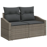 vidaXL 5-teiliges Garten Sofa Set mit Kissen Grau Poly Rattan vidaXL 5-teiliges Garten Sofa Set mit Kissen Grau Poly Rattan
